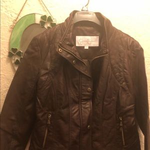 Ladies Brown Leather Jacket by Jessica Simpson XL